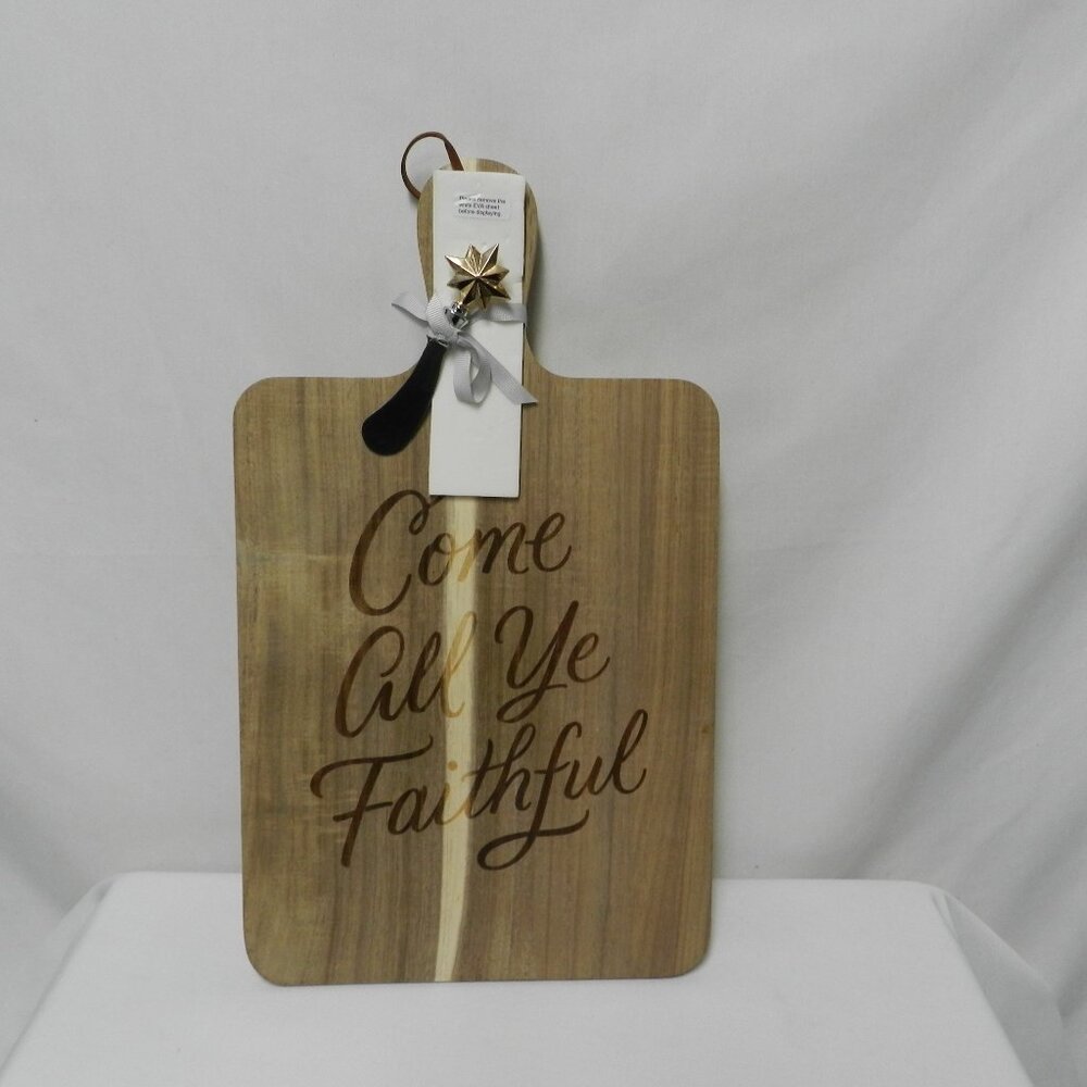 Hallmark Come All Ye Faithful Wood Serving Board w/ star Spreader Christmas NEW